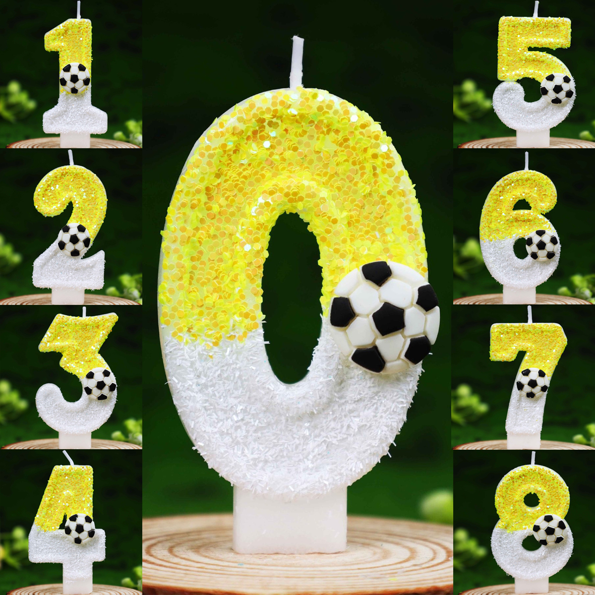 Candle Supplies Free Shipping - Yellow White Sequins Sports Football Digital